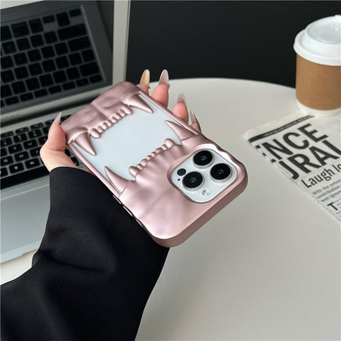 For iPhone 16 Pro Case TPU Protective Phone Cover Hollow Wrinkle Tiger Tooth Design