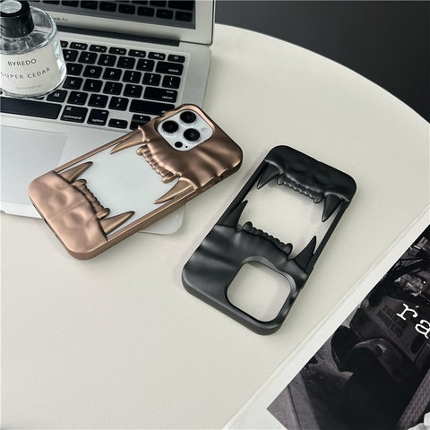 For iPhone 16 Pro Case TPU Protective Phone Cover Hollow Wrinkle Tiger Tooth Design