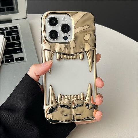 For iPhone 16 Pro Case TPU Protective Phone Cover Hollow Wrinkle Tiger Tooth Design