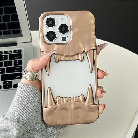 For iPhone 16 Pro Case TPU Protective Phone Cover Hollow Wrinkle Tiger Tooth Design