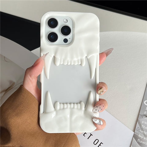 For iPhone 16 Pro Case TPU Protective Phone Cover Hollow Wrinkle Tiger Tooth Design