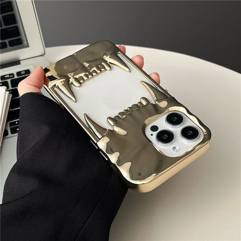 For iPhone 16 Pro Max Case TPU Protective Phone Cover Hollow Wrinkle Tiger Tooth Design