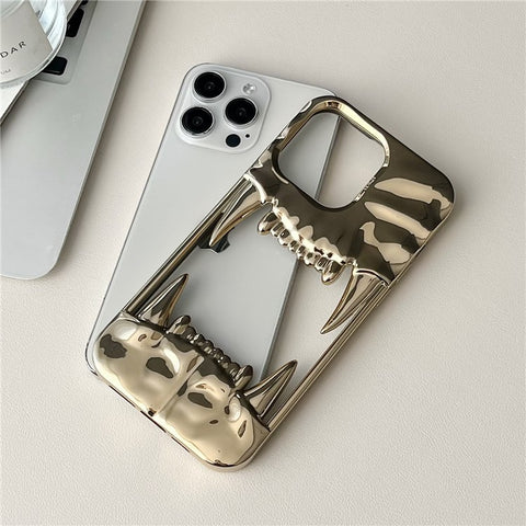 For iPhone 16 Pro Max Case TPU Protective Phone Cover Hollow Wrinkle Tiger Tooth Design