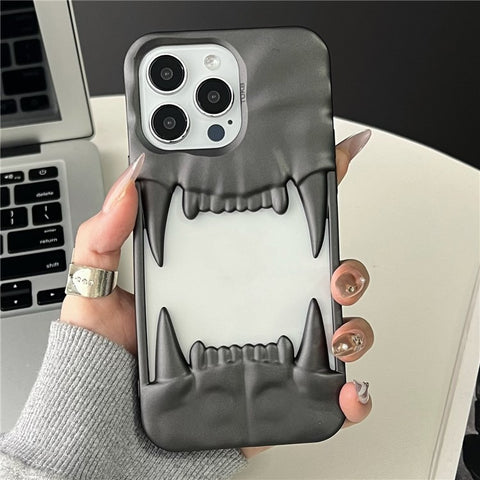 For iPhone 16 Pro Max Case TPU Protective Phone Cover Hollow Wrinkle Tiger Tooth Design
