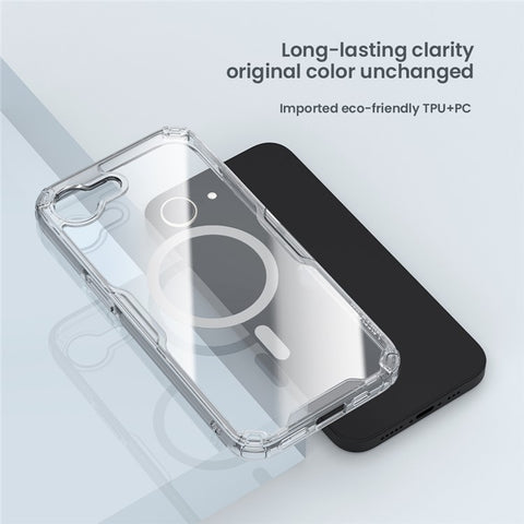 NILLKIN Nature Pro Series for iPhone 17e / 16e Case Compatible with MagSafe TPU + PC Ultra Clear Phone Case Compatible with MagSafe