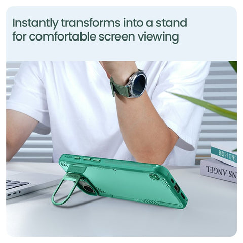 NILLKIN Iceblade CamProp For iPhone 17e / 16e Case Lens Frame Kickstand PC + TPU Phone Cover