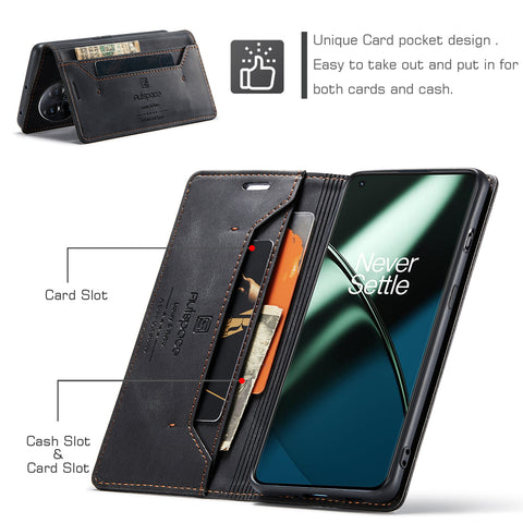 AUTSPACE For OnePlus 11 5G Wallet Case  A01 Leather Stand Cover with RFID Blocking Card Holder