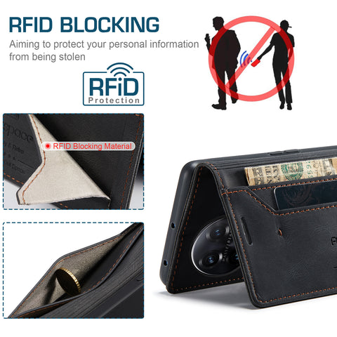 AUTSPACE For OnePlus 11 5G Wallet Case  A01 Leather Stand Cover with RFID Blocking Card Holder