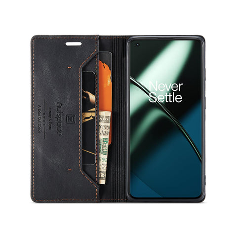 AUTSPACE For OnePlus 11 5G Wallet Case  A01 Leather Stand Cover with RFID Blocking Card Holder