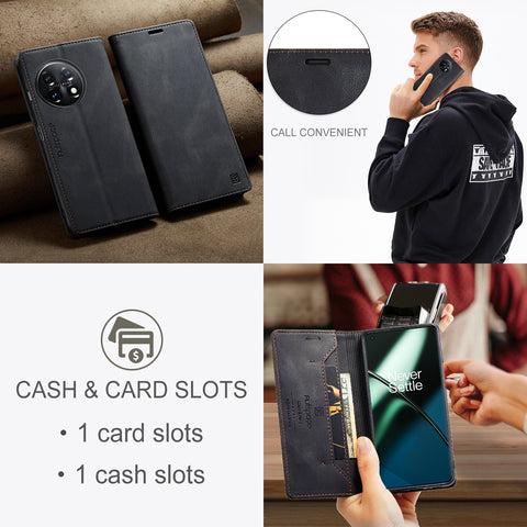 AUTSPACE For OnePlus 11 5G Wallet Case  A01 Leather Stand Cover with RFID Blocking Card Holder