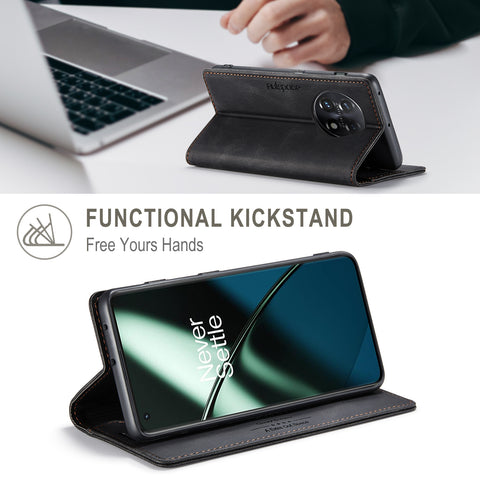 AUTSPACE For OnePlus 11 5G Wallet Case  A01 Leather Stand Cover with RFID Blocking Card Holder