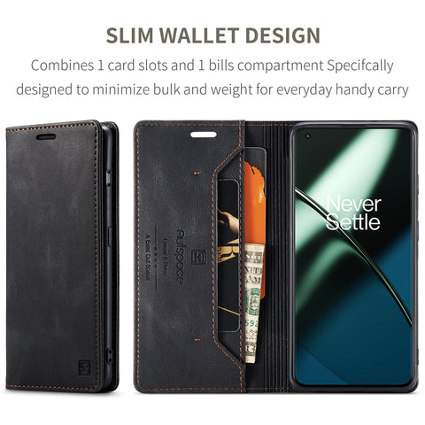 AUTSPACE For OnePlus 11 5G Wallet Case  A01 Leather Stand Cover with RFID Blocking Card Holder