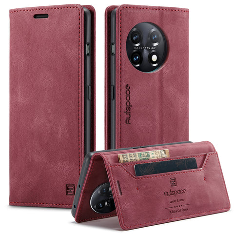AUTSPACE For OnePlus 11 5G Wallet Case  A01 Leather Stand Cover with RFID Blocking Card Holder