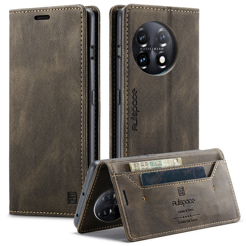 AUTSPACE For OnePlus 11 5G Wallet Case  A01 Leather Stand Cover with RFID Blocking Card Holder