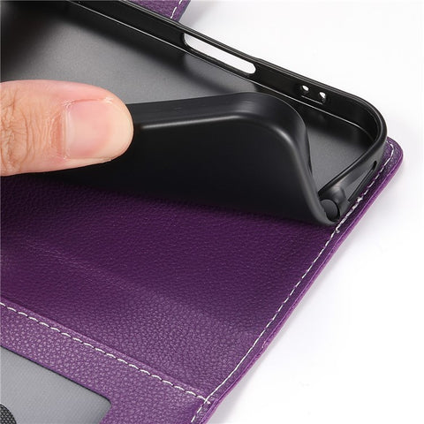 For iPhone 15 Pro Max Stand Case Litchi Texture Leather Wallet Phone Cover Magnetic Snap