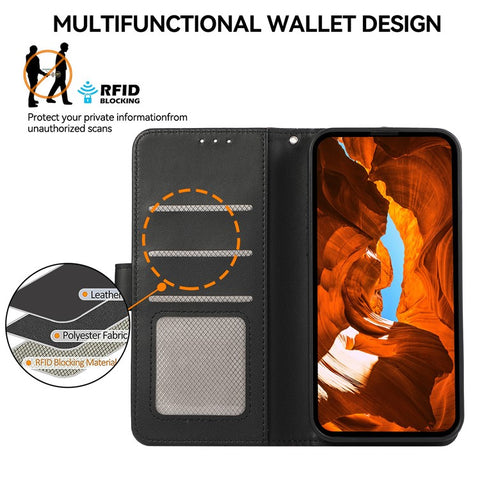 For iPhone 17e / 16e Case RFID Blocking Flip Leather Phone Cover