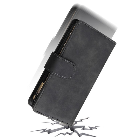 For iPhone 17e / 16e Case Zipper Wallet Multiple Card Slots Leather Phone Cover