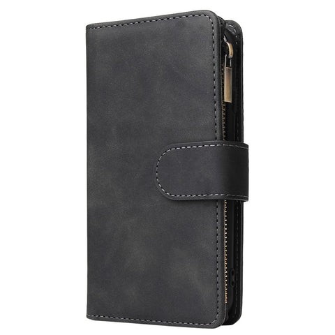For iPhone 17e / 16e Case Zipper Wallet Multiple Card Slots Leather Phone Cover