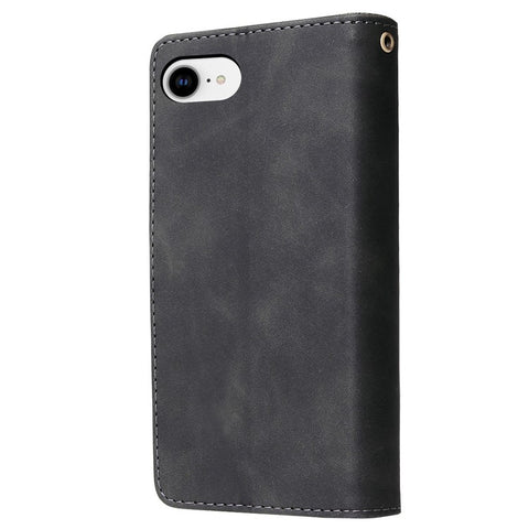 For iPhone 17e / 16e Case Zipper Wallet Multiple Card Slots Leather Phone Cover