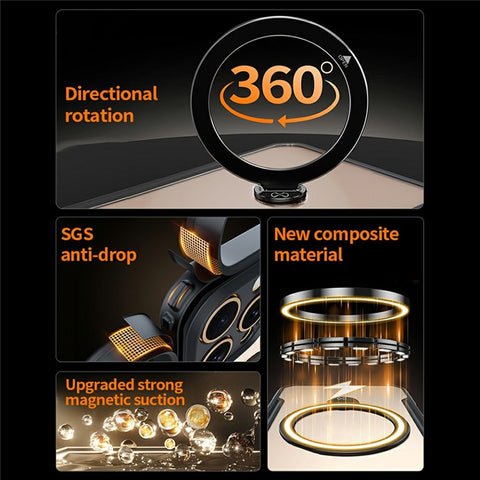 XUNDD For iPhone 16 Pro Max Case 360 Degree Magnetic Rotating Kickstand Shockproof Phone Cover