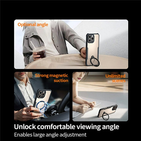 XUNDD For iPhone 16 Pro Max Case 360 Degree Magnetic Rotating Kickstand Shockproof Phone Cover