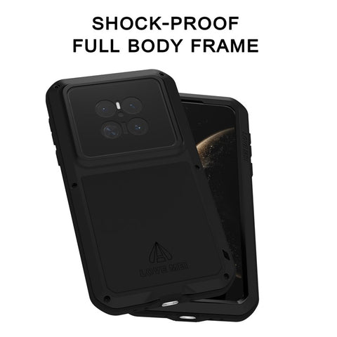 LOVE MEI For Huawei Mate 70 Case Tempered Glass Screen Protector Metal + Silicone Phone Cover