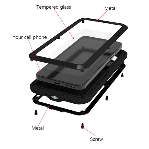 LOVE MEI For Huawei Mate 70 Case Tempered Glass Screen Protector Metal + Silicone Phone Cover