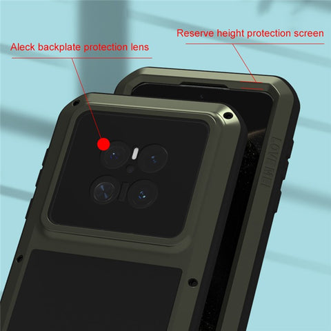LOVE MEI For Huawei Mate 70 Case Tempered Glass Screen Protector Metal + Silicone Phone Cover
