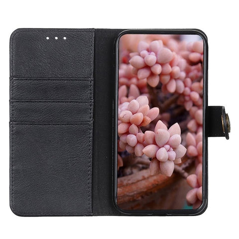 KHAZNEH For iPhone 17e / 16e Wallet Case Cowhide Texture Leather Flip Phone Cover