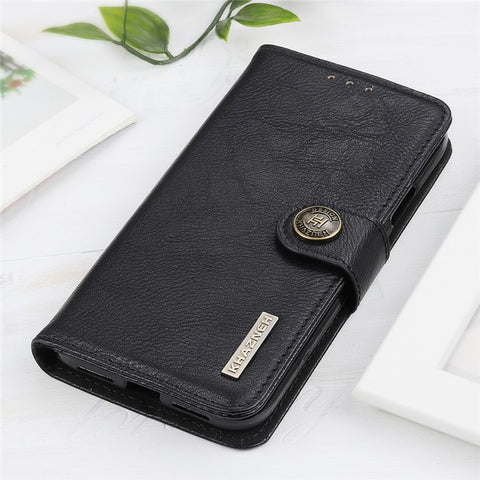 KHAZNEH For iPhone 17e / 16e Wallet Case Cowhide Texture Leather Flip Phone Cover