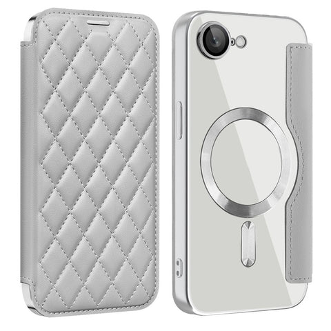 For iPhone 17e / 16e Case Compatible with MagSafe Rhombus PU Leather Phone Cover