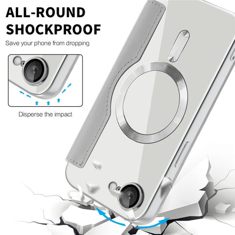 For iPhone 17e / 16e Case Compatible with MagSafe Rhombus PU Leather Phone Cover