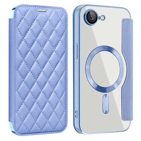 For iPhone 17e / 16e Case Compatible with MagSafe Rhombus PU Leather Phone Cover