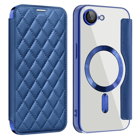 For iPhone 17e / 16e Case Compatible with MagSafe Rhombus PU Leather Phone Cover