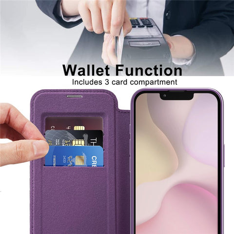 For iPhone 17e / 16e Case Compatible with MagSafe RFID Blocking Leather Phone Cover