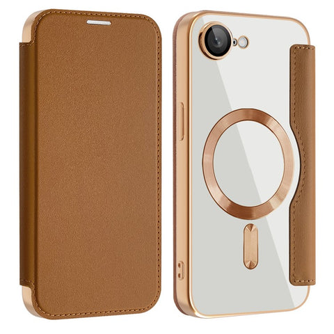 For iPhone 17e / 16e Case Compatible with MagSafe RFID Blocking Leather Phone Cover