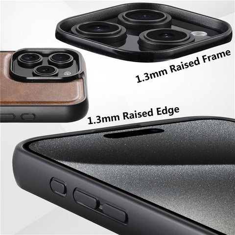 SUTENI G3 For iPhone 16 Pro Case Compatible with MagSafe Waxy Texture 360° Rotating Kickstand Leather Phone Back Cover