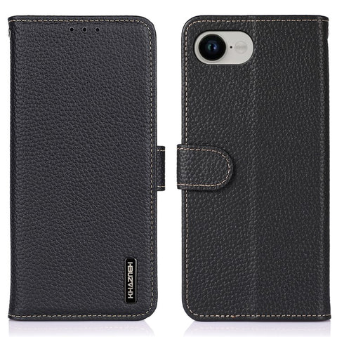 KHAZNEH For iPhone 17e / 16e Case Genuine Cow Leather Flip Phone Cover