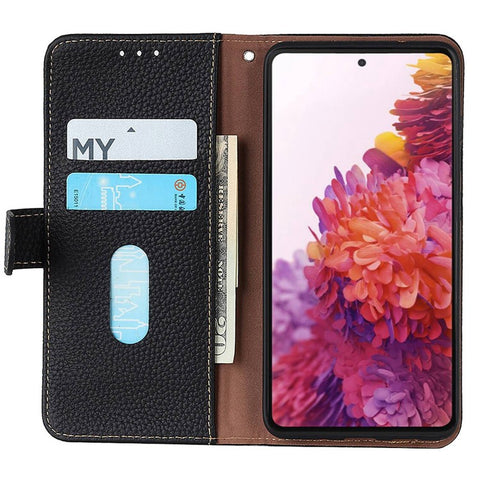 KHAZNEH For iPhone 17e / 16e Case Genuine Cow Leather Flip Phone Cover