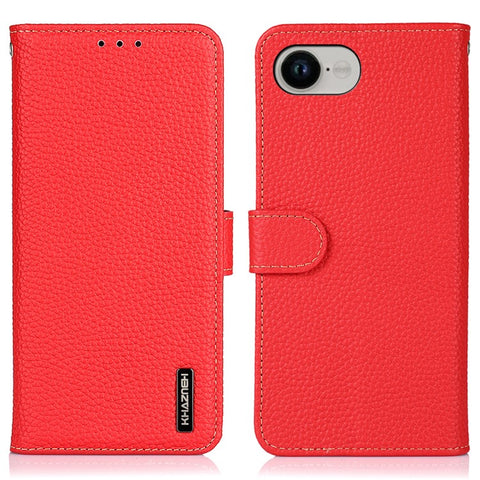 KHAZNEH For iPhone 17e / 16e Case Genuine Cow Leather Flip Phone Cover