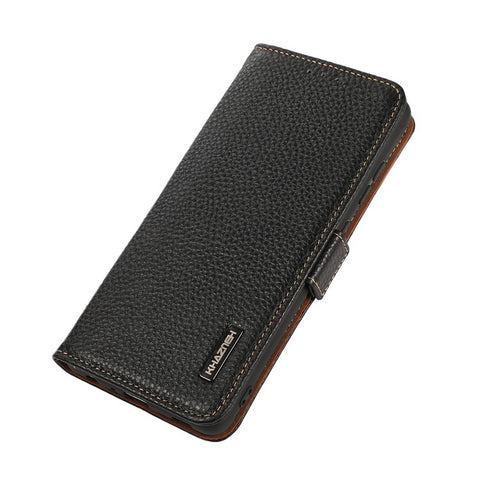 KHAZNEH For iPhone 17e / 16e Phone Case Genuine Cow Leather Cover RFID Blocking