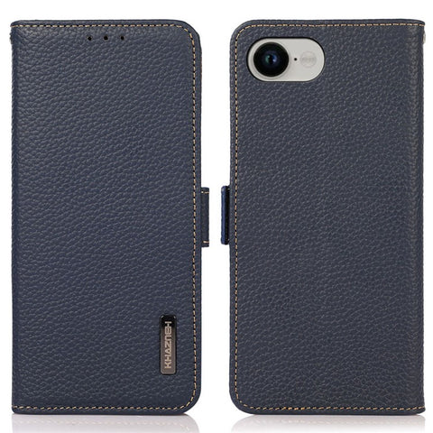 KHAZNEH For iPhone 17e / 16e Phone Case Genuine Cow Leather Cover RFID Blocking