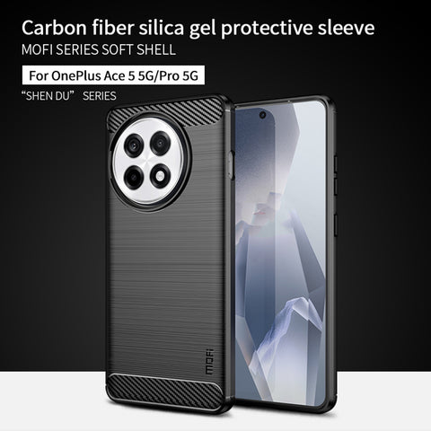 MOFI For OnePlus Ace 5 Pro 5G / OnePlus Ace 5 5G Back Cover  Brushed Texture Carbon Fiber Soft TPU Case