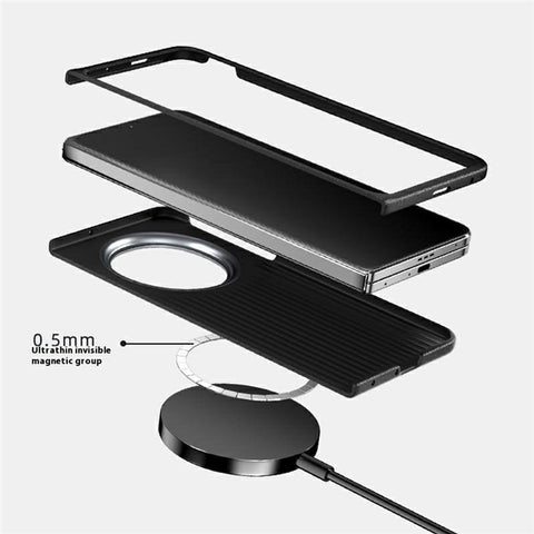 ABEEL For Oppo Find N5 5G Magnetic Case Micro-Embossing 6D Printed PC TPU Aluminum Alloy Leather Phone Cover