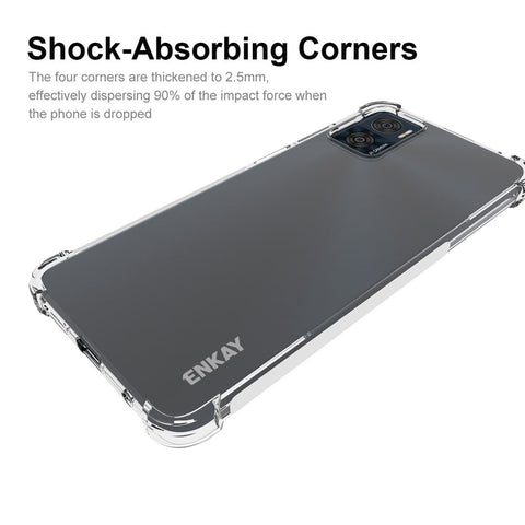 ENKAY HAT PRINCE For Motorola Moto E22 4G Thickened Corners TPU Case Anti-slip Strip Edge Clear Phone Cover