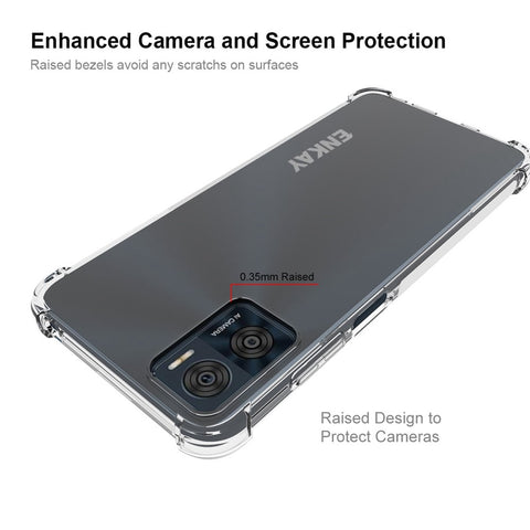 ENKAY HAT PRINCE For Motorola Moto E22 4G Thickened Corners TPU Case Anti-slip Strip Edge Clear Phone Cover