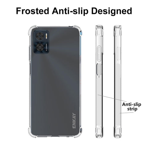 ENKAY HAT PRINCE For Motorola Moto E22 4G Thickened Corners TPU Case Anti-slip Strip Edge Clear Phone Cover