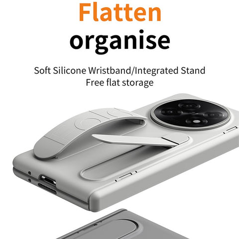 For Oppo Find N5 5G Case Kickstand Wristband PC Phone Cover with Tempered Glass Film