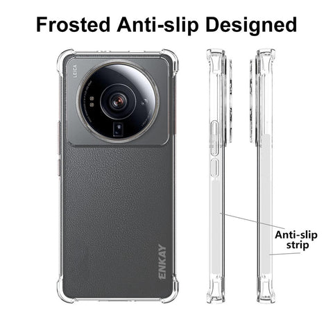 ENKAY HAT PRINCE For Xiaomi 12S Ultra 5G Flexible TPU Cover Anti-slip Strip Edge Reinforced Corner Protection Phone Case