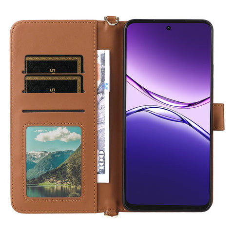 For Oppo A5 Pro 4G (Global) / 5G (Global) / A5 Energy 5G (China) Wallet Case with Shoulder / Wrist Strap Leather Phone Cover Stand